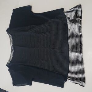 Express Black and White Stripe Top with Sheer Overlay size XS